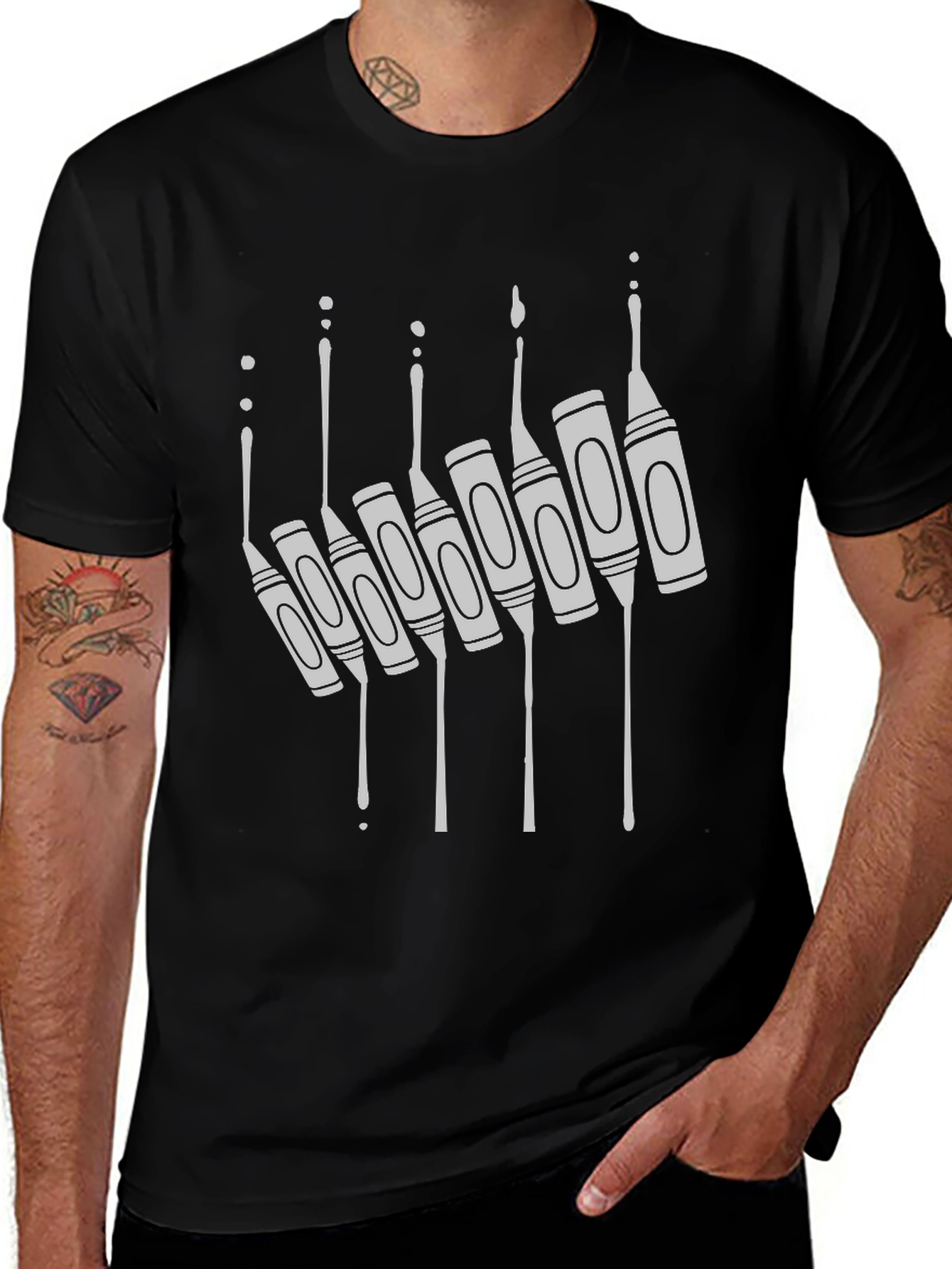 Crayon Drip Graphic Tee - Unique Art Shirt