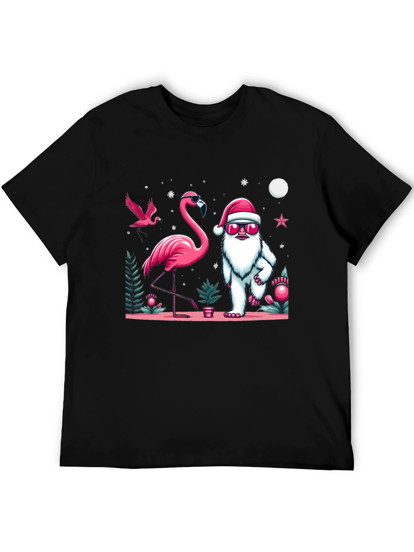Festive Flamingo & Yeti Graphic Tee
