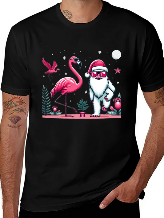 Festive Flamingo & Yeti Graphic Tee