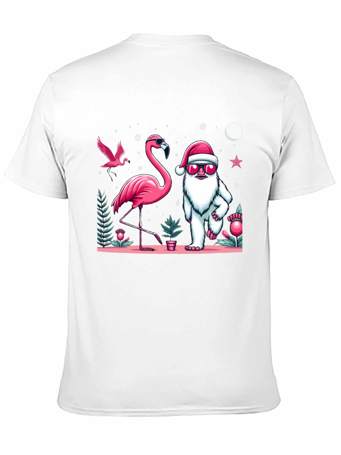 Festive Flamingo & Yeti Graphic Tee