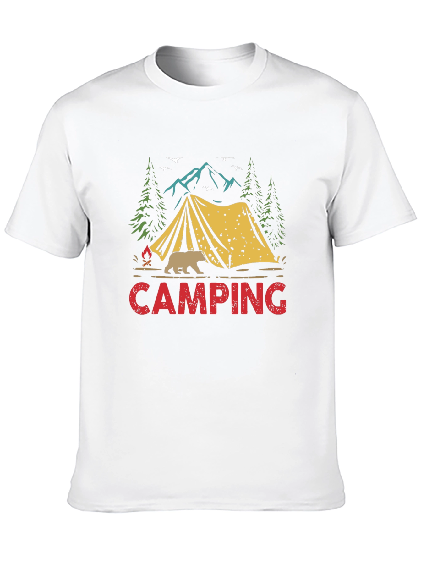 Camping Graphic T-Shirt: Bear Tent Nature Design