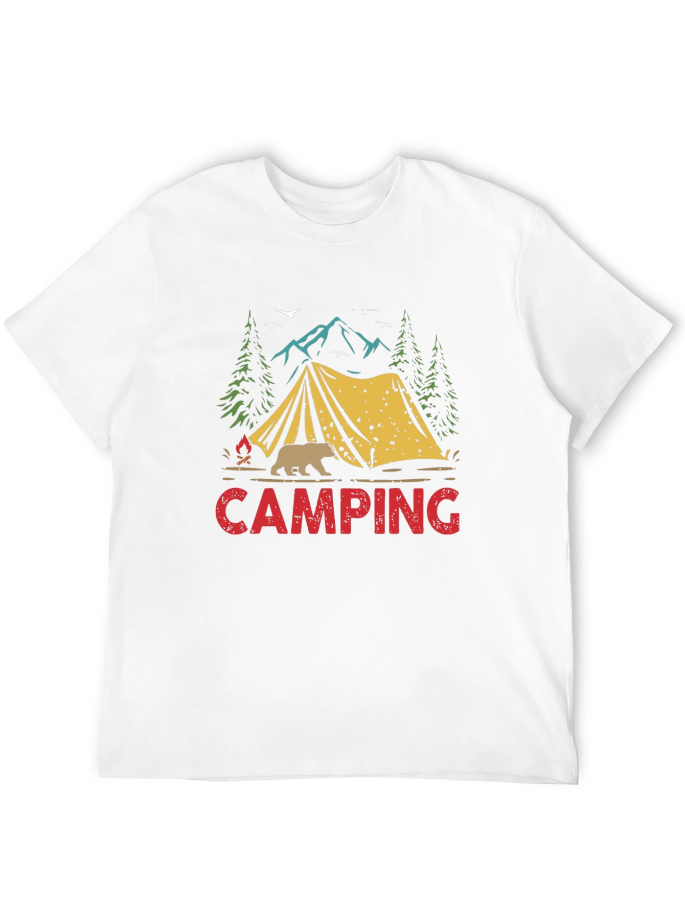 Camping Graphic T-Shirt: Bear Tent Nature Design