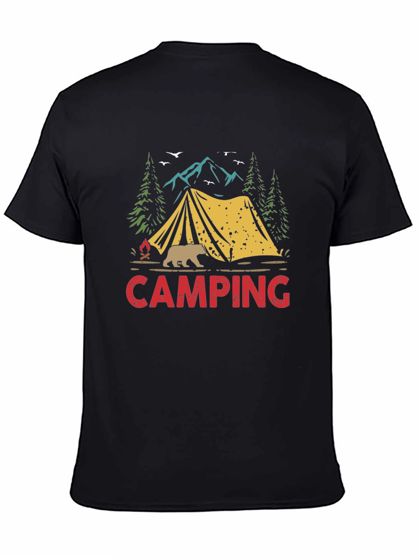 Camping Graphic T-Shirt: Bear Tent Nature Design