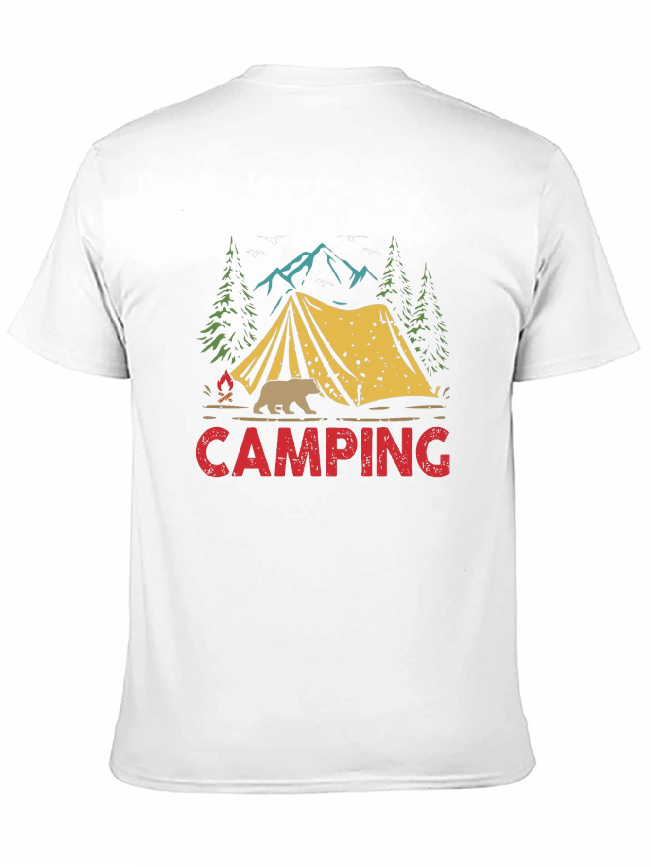 Camping Graphic T-Shirt: Bear Tent Nature Design