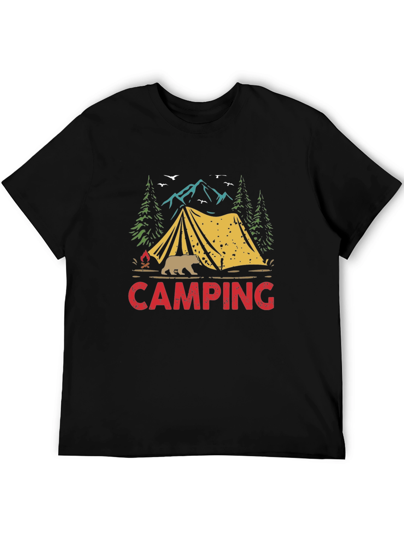 Camping Graphic T-Shirt: Bear Tent Nature Design