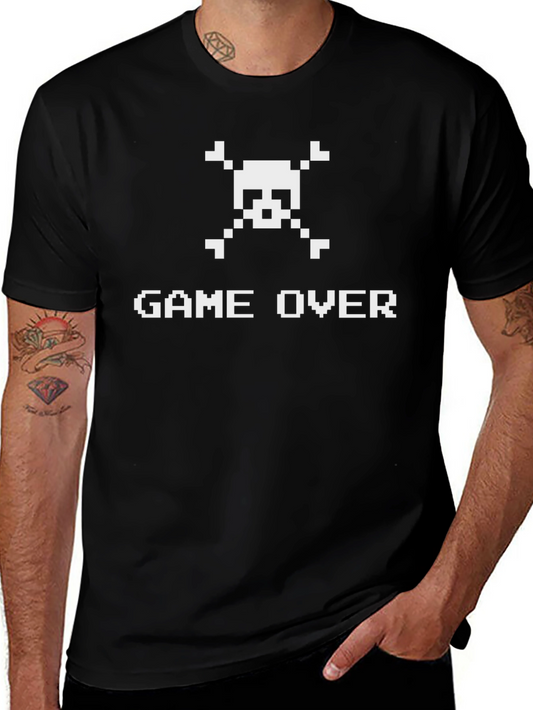 Pixel Game Over Skull T-Shirt - Gamer Style