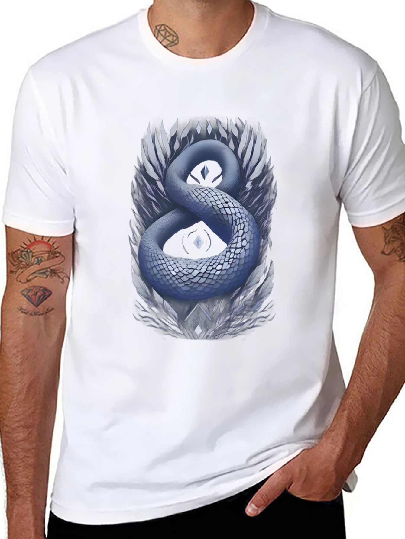 Mystic Serpent Graphic Tee - Stylish Mens Black T-Shirt