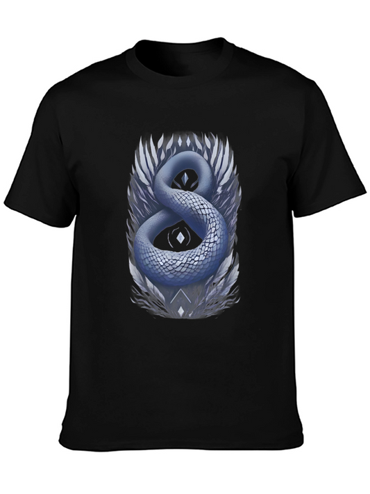 Mystic Serpent Graphic Tee - Stylish Mens Black T-Shirt