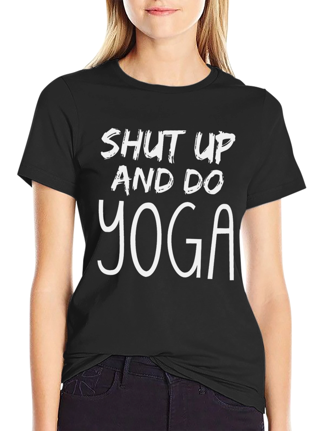 Shut Up and Do Yoga Graphic T-Shirt - Black