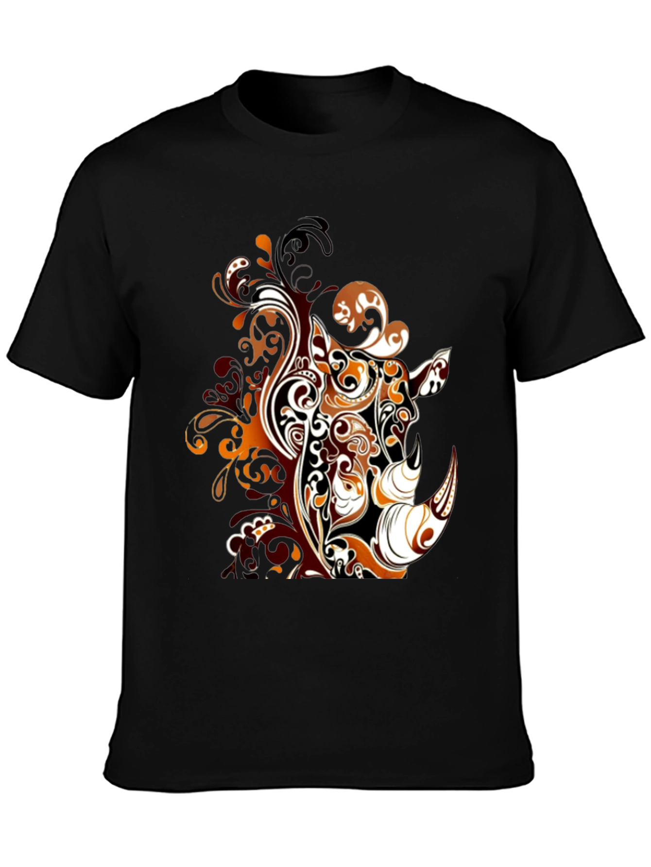 Abstract Rhino Graphic Tee - Stylish Mens Black T-Shirt