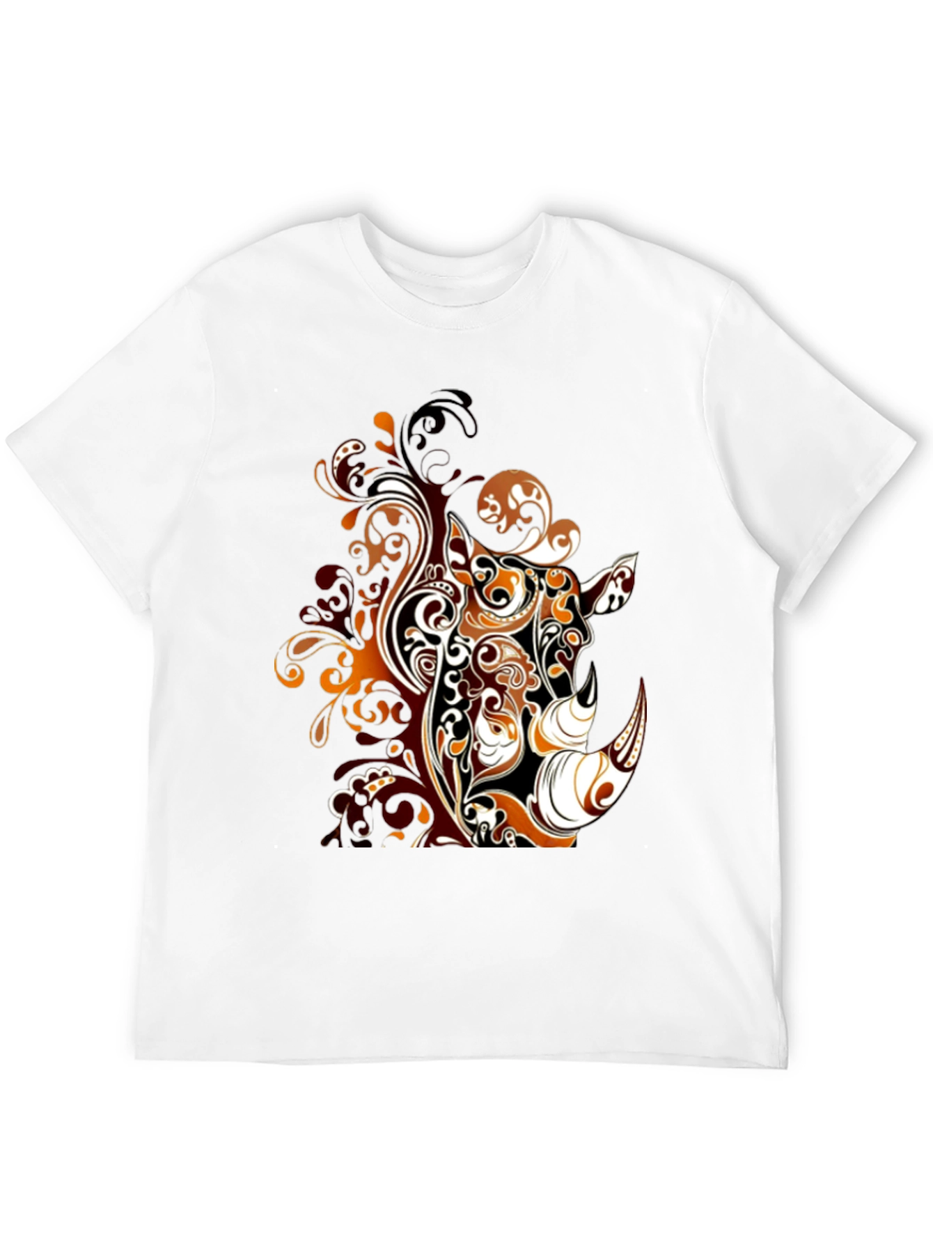 Abstract Rhino Graphic Tee - Stylish Mens Black T-Shirt