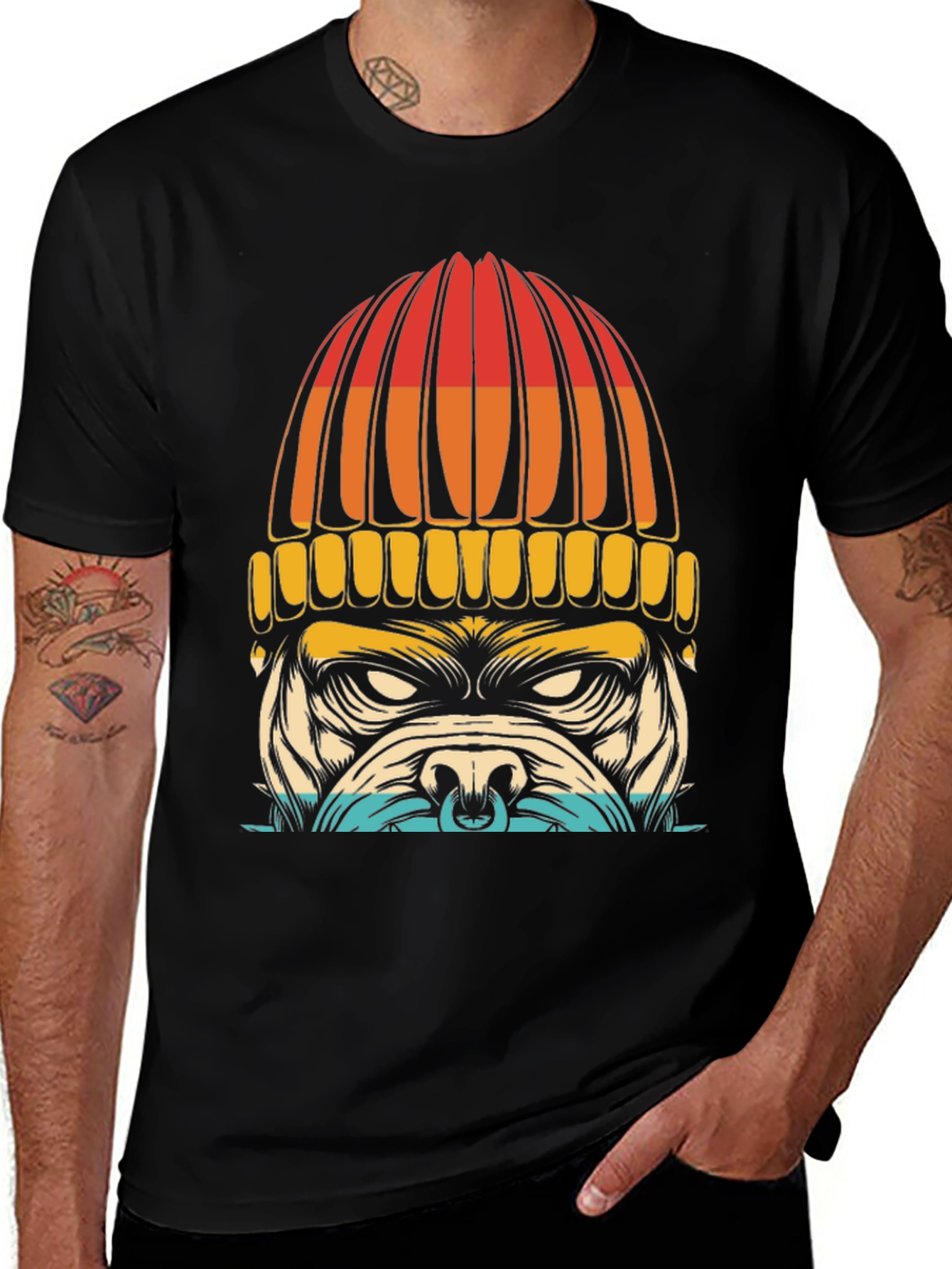 Dog in Beanie Graphic T-Shirt