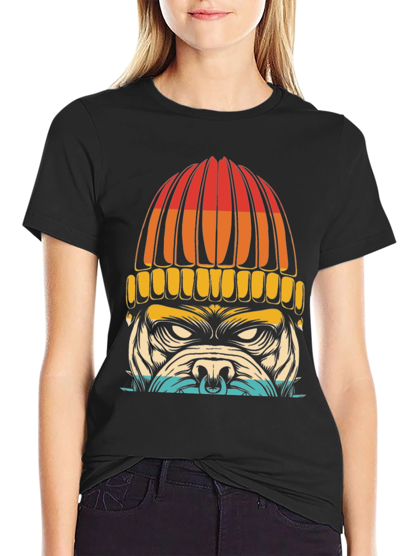 Dog in Beanie Graphic T-Shirt
