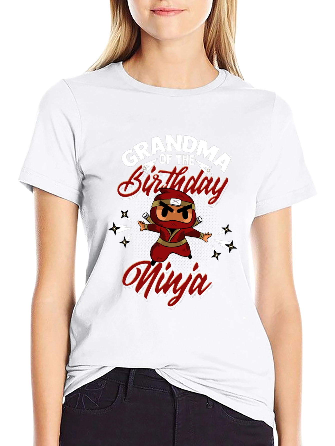 Grandma of the Birthday Ninja Black T-Shirt