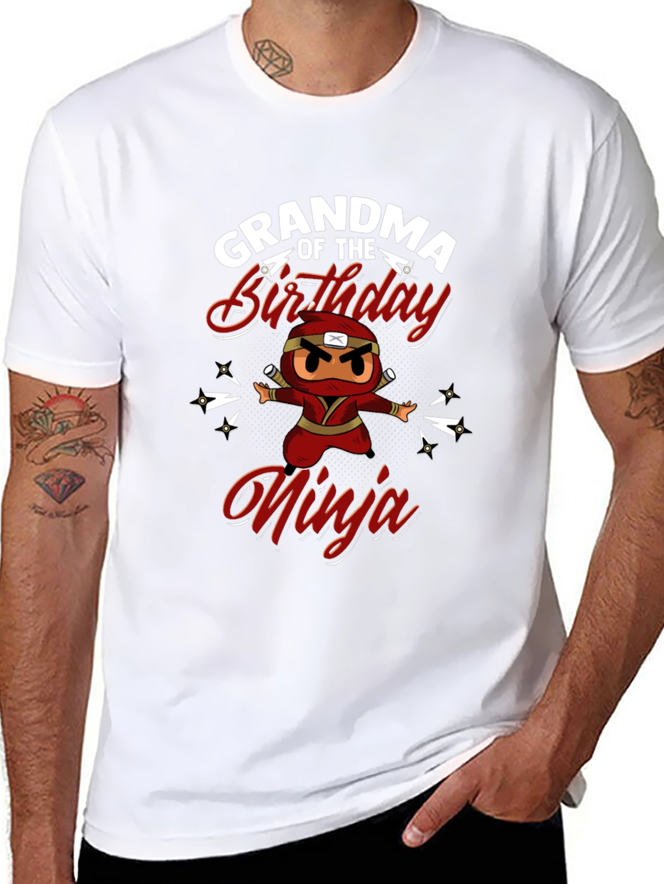 Grandma of the Birthday Ninja Black T-Shirt