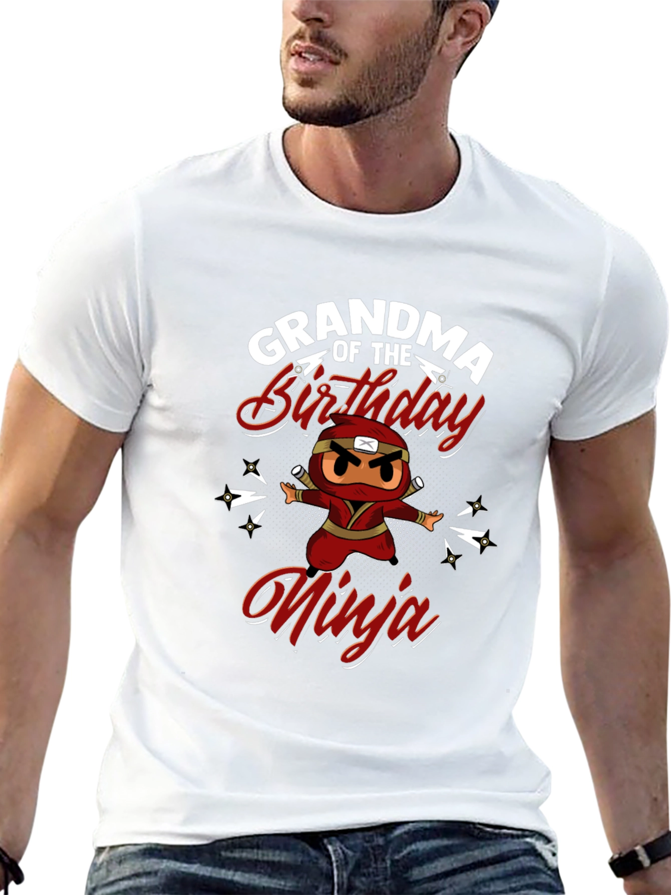 Grandma of the Birthday Ninja Black T-Shirt