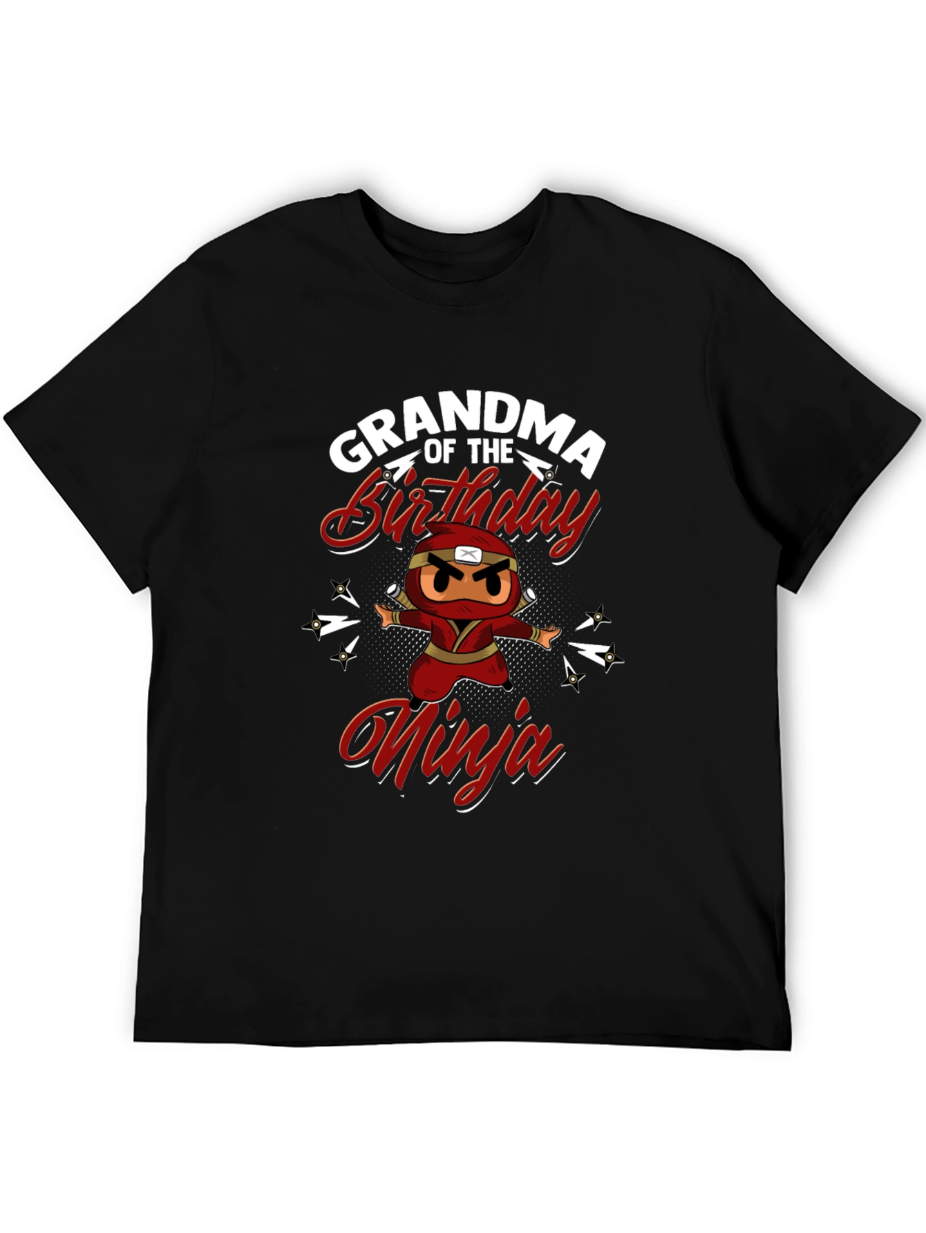 Grandma of the Birthday Ninja Black T-Shirt