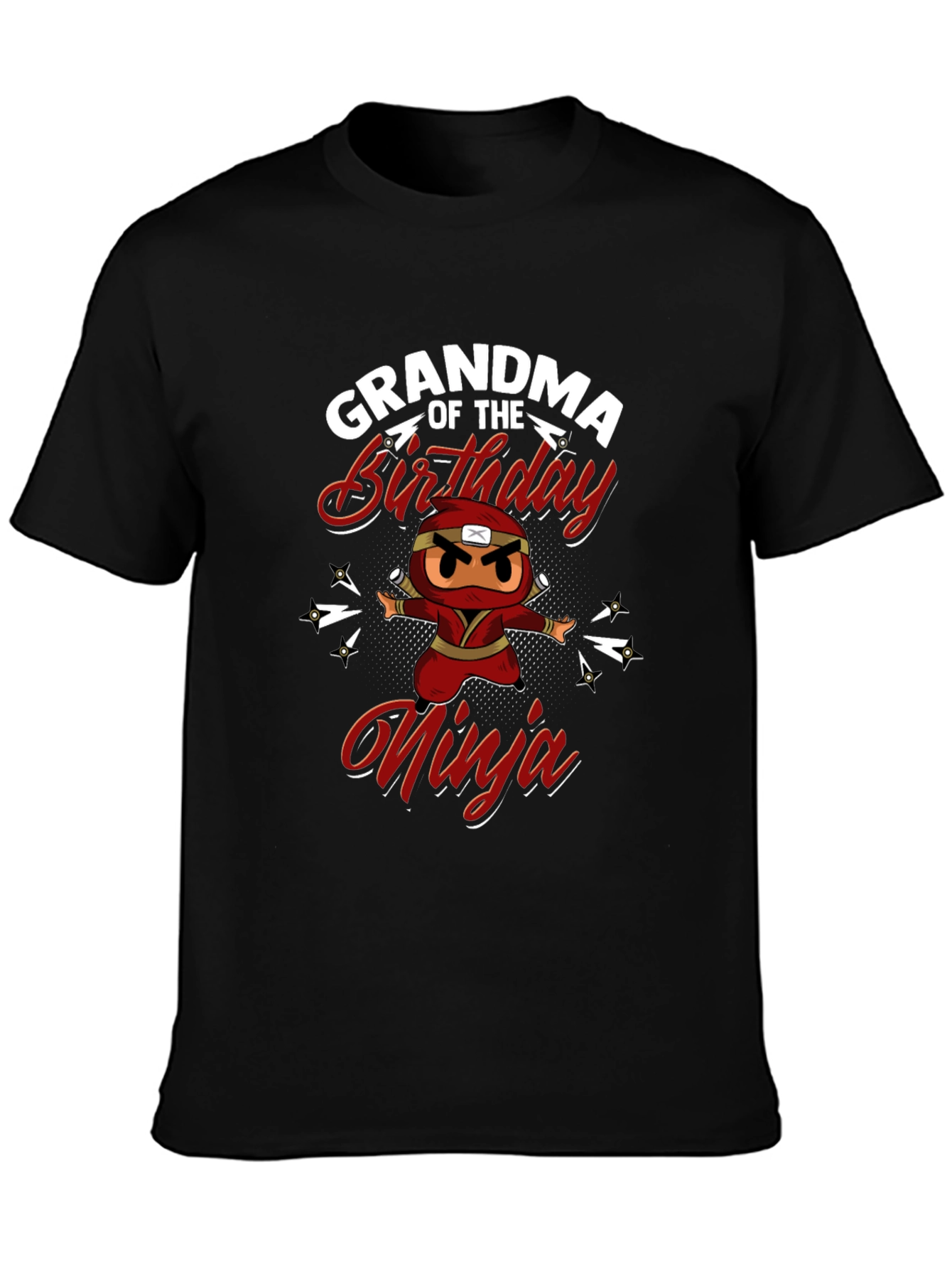 Grandma of the Birthday Ninja Black T-Shirt