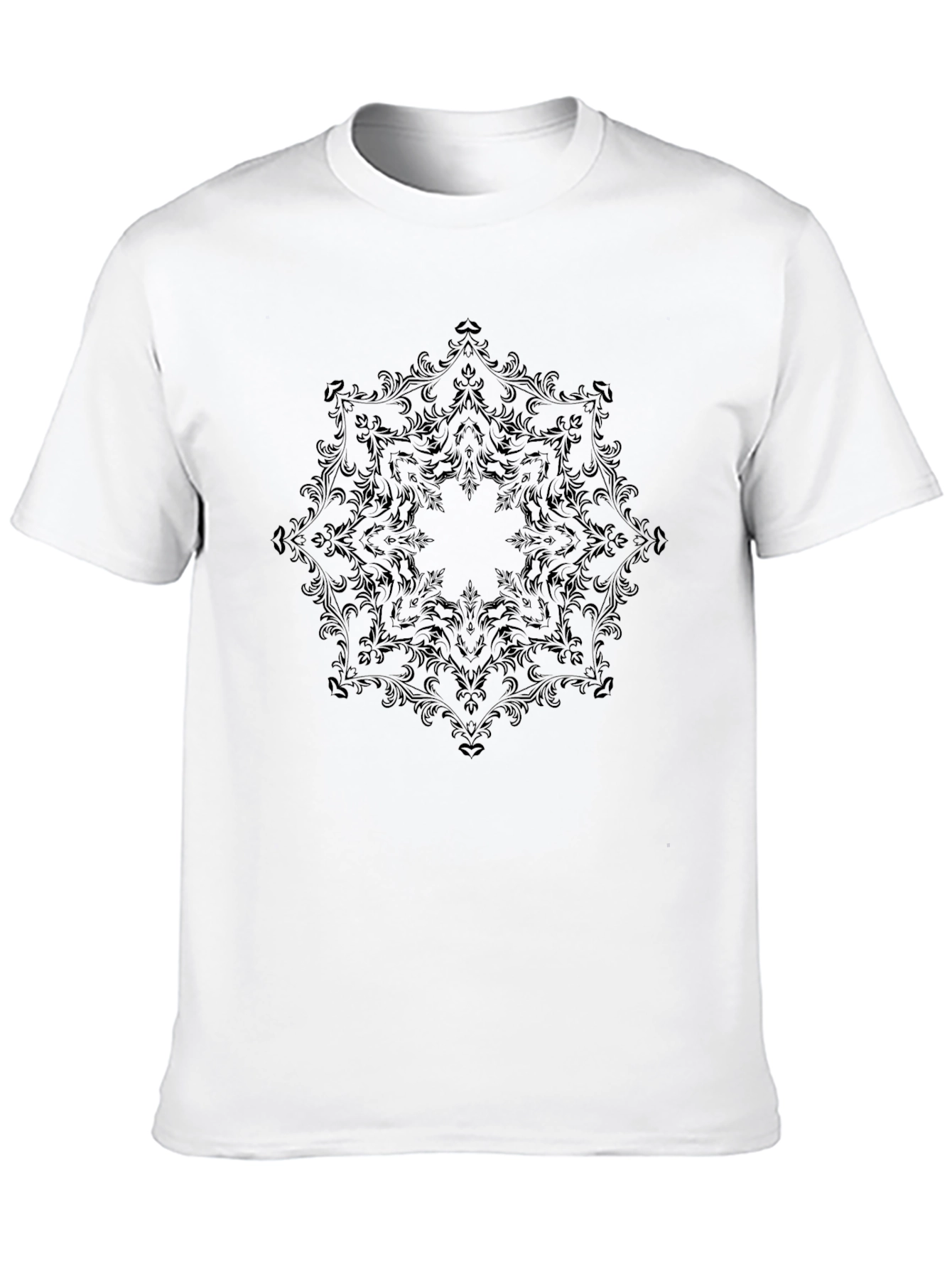 Black Ornamental Mandala Mens T-Shirt