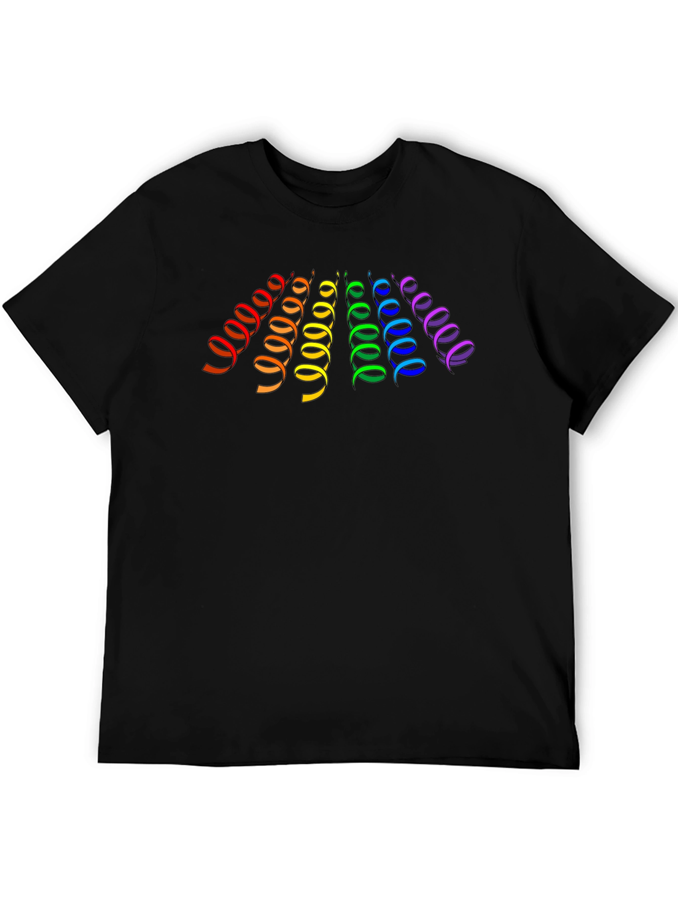 Rainbow Spirals Black T-Shirt