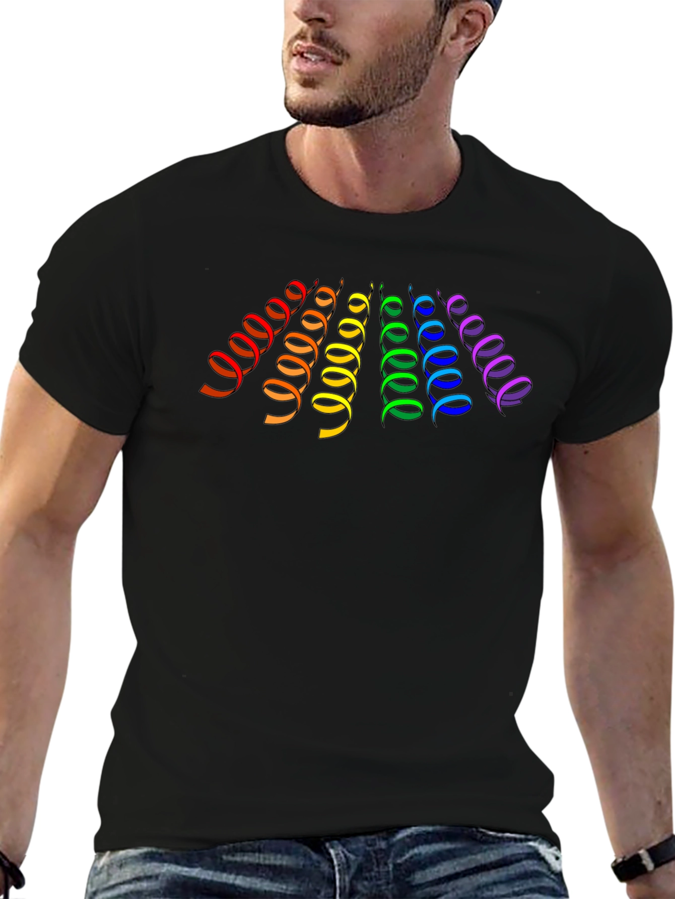 Rainbow Spirals Black T-Shirt