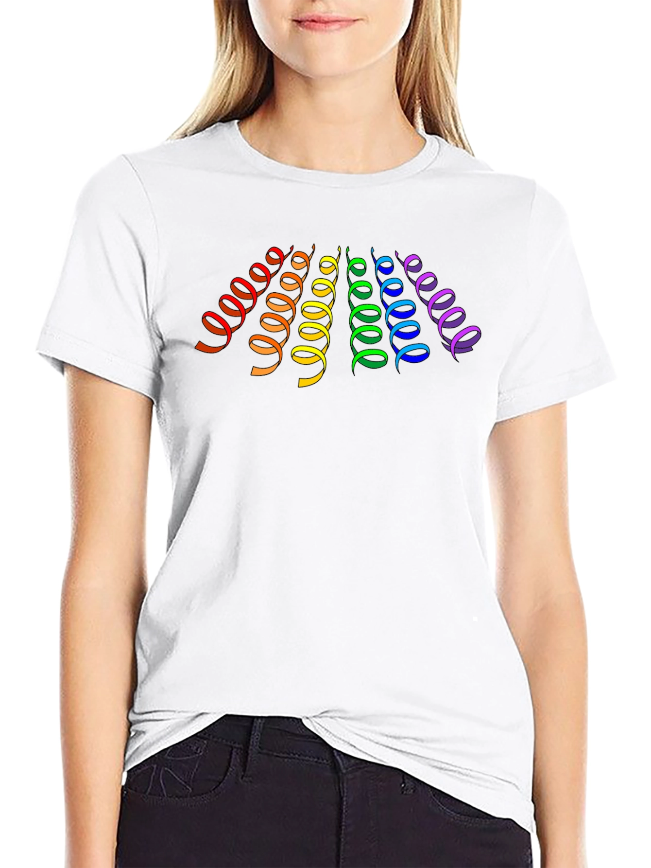 Rainbow Spirals Black T-Shirt