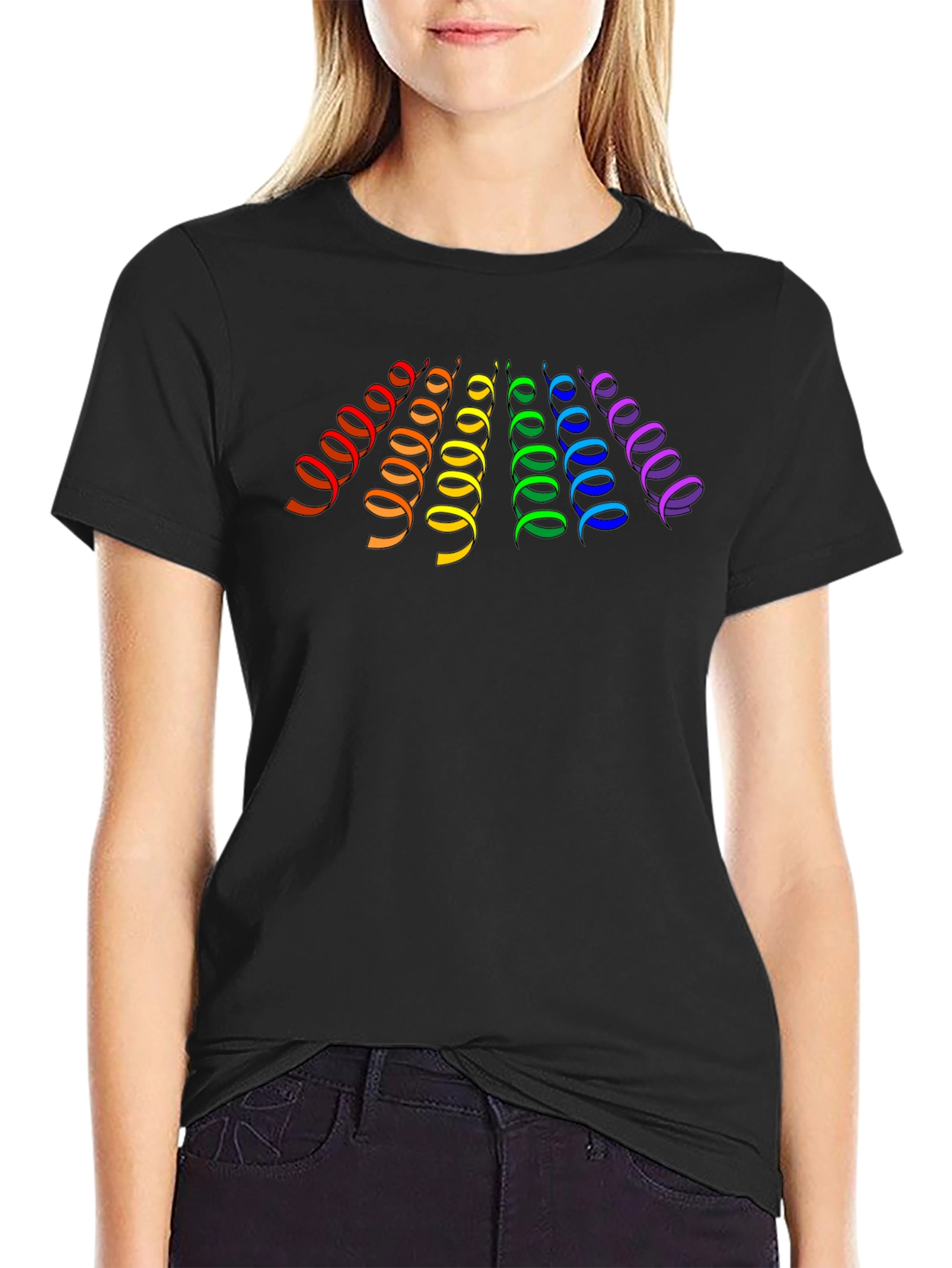 Rainbow Spirals Black T-Shirt