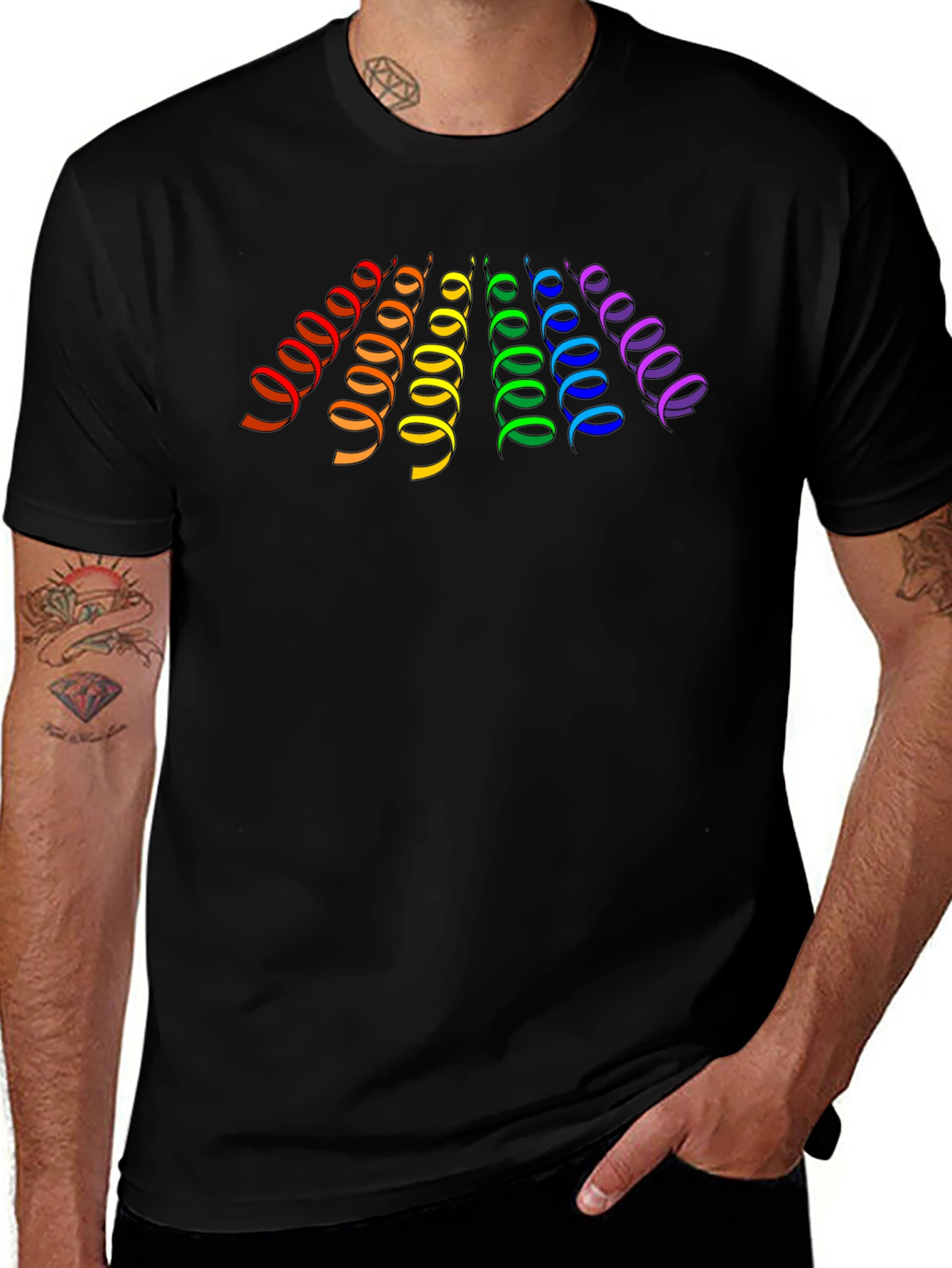 Rainbow Spirals Black T-Shirt