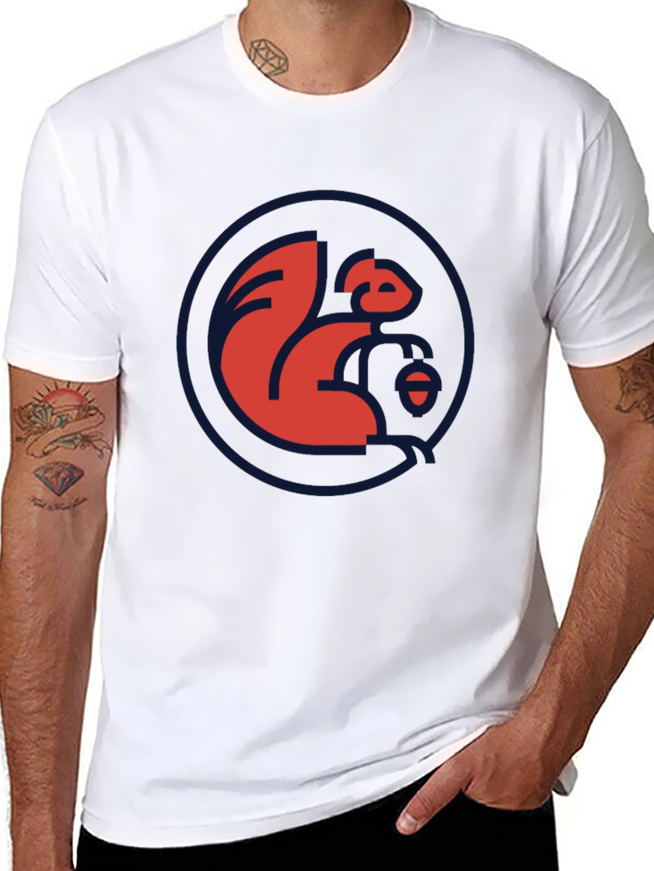 Red Squirrel Logo Black T-Shirt - Casual Style