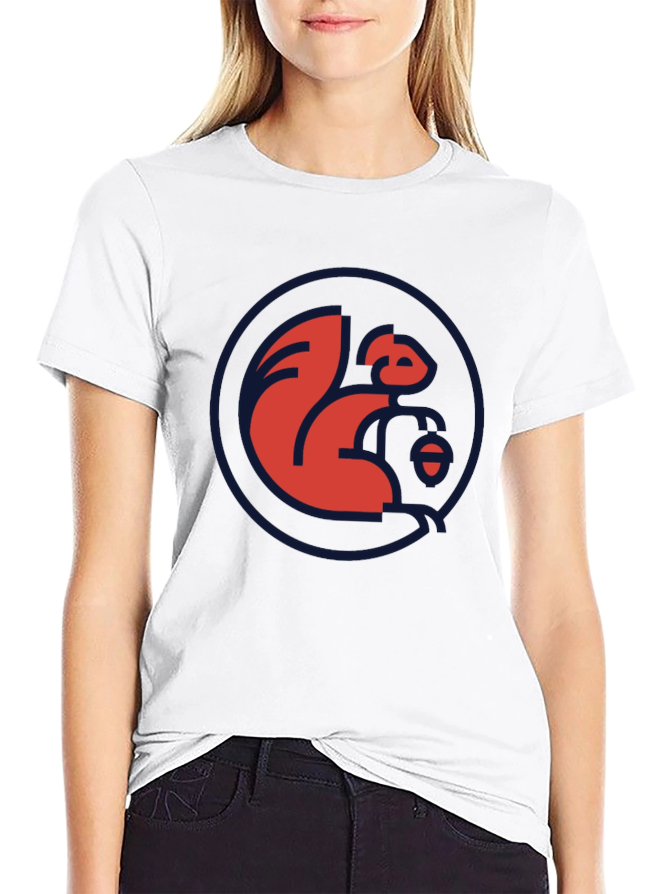 Red Squirrel Logo Black T-Shirt - Casual Style