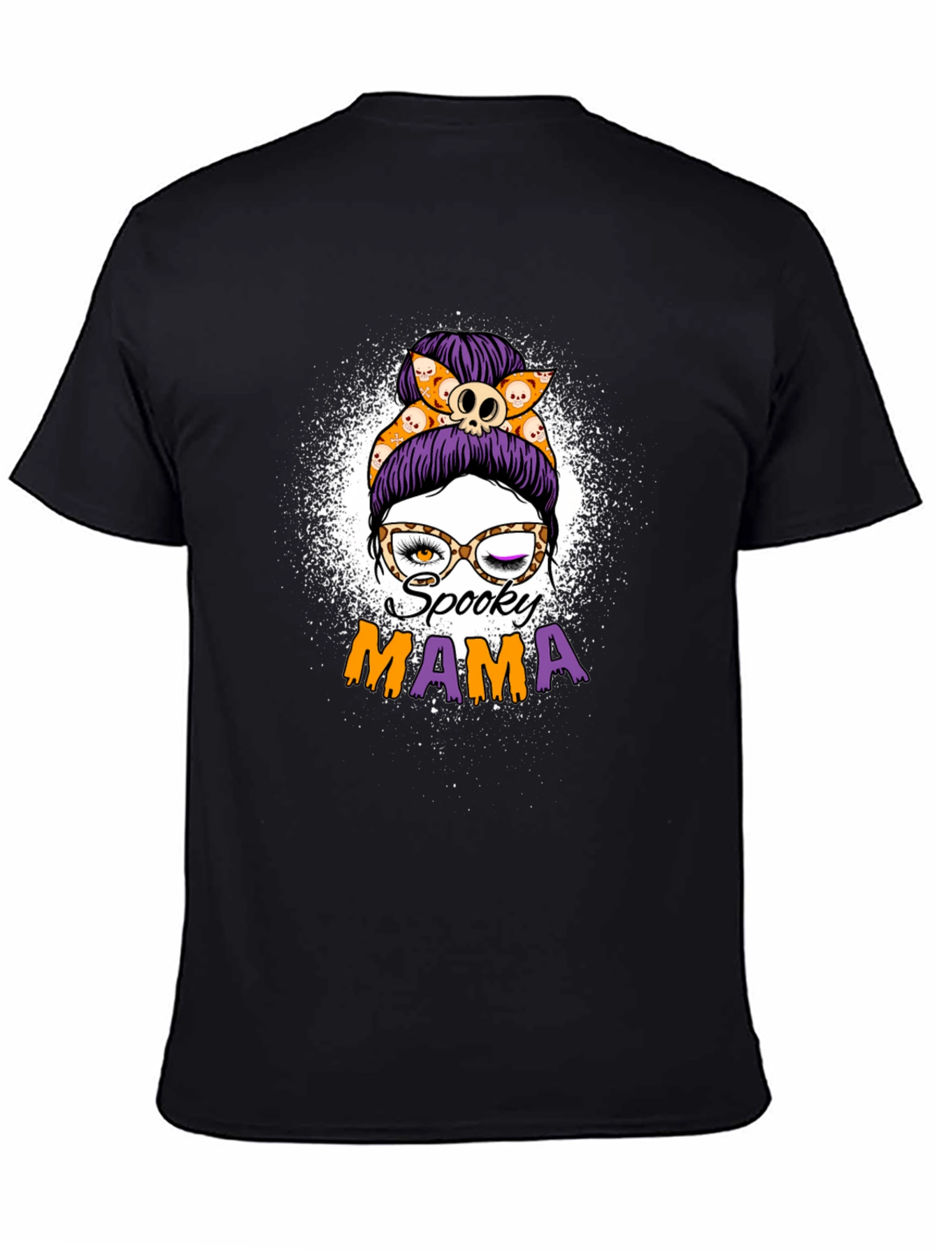Spooky Mama Halloween T-Shirt - Messy Bun Design