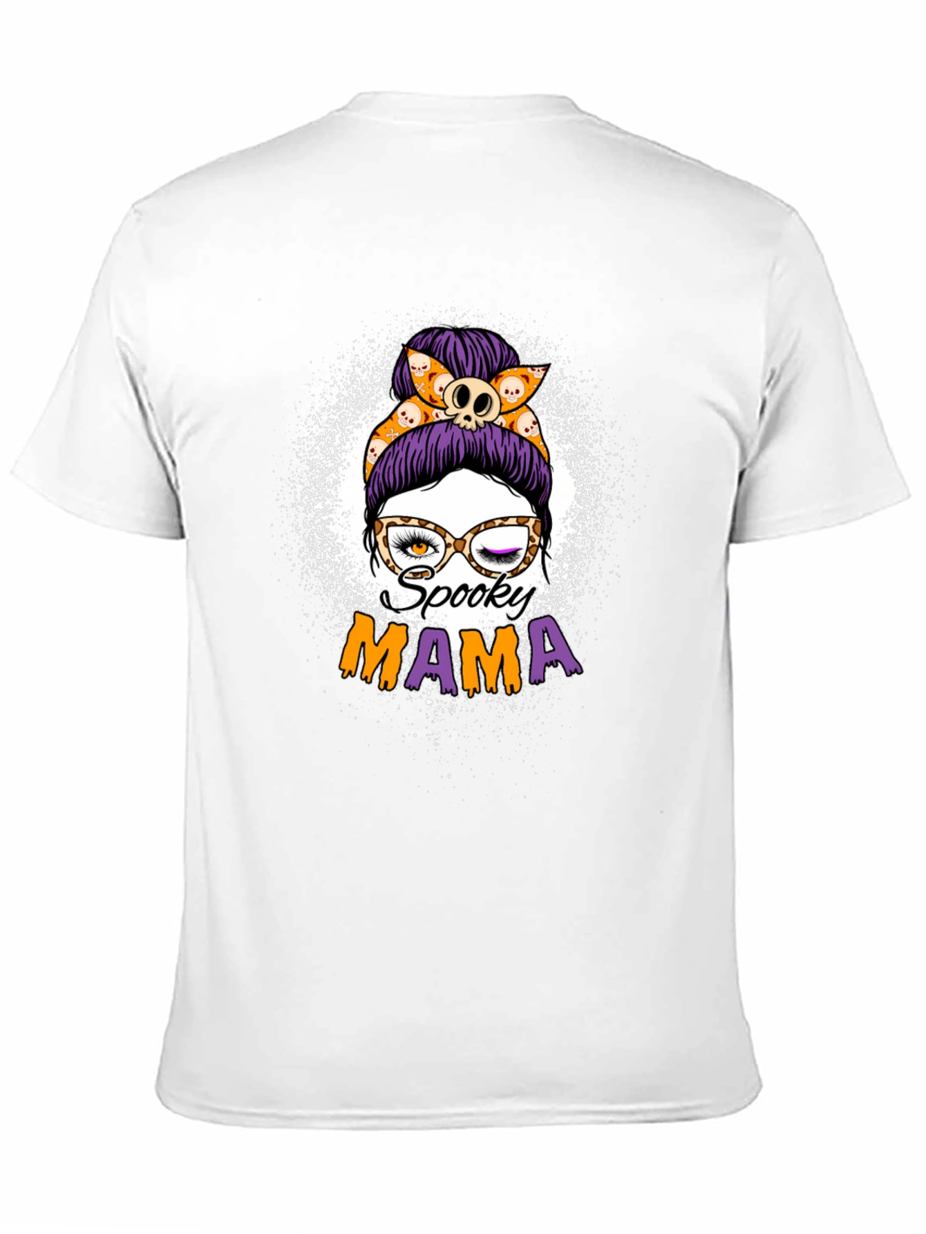 Spooky Mama Halloween T-Shirt - Messy Bun Design