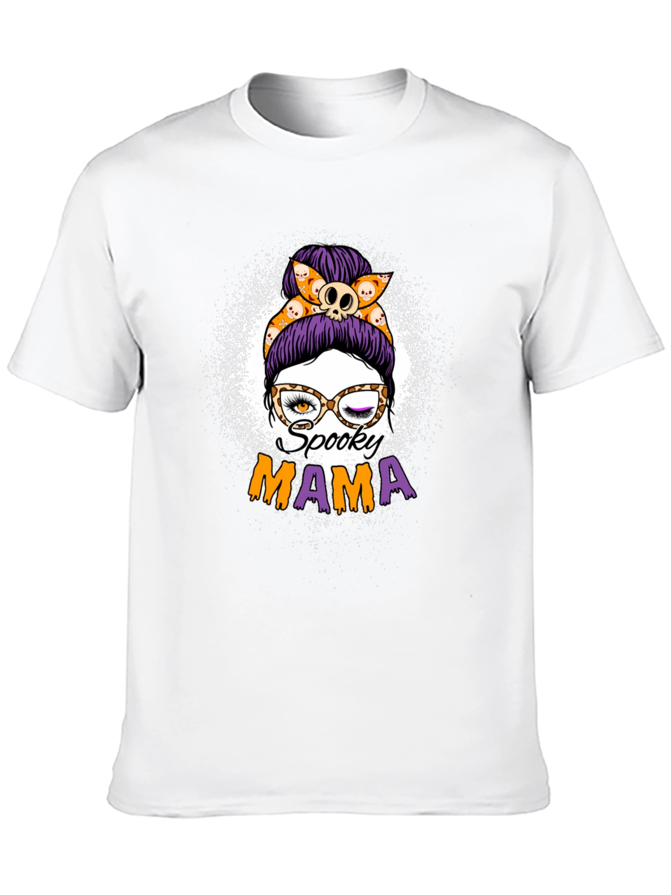 Spooky Mama Halloween T-Shirt - Messy Bun Design