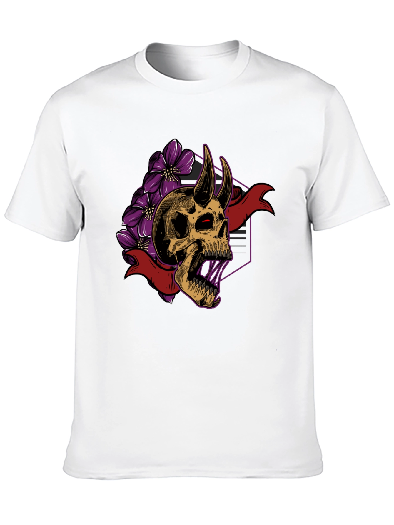 Skull & Flowers Graphic Tee - Edgy Style