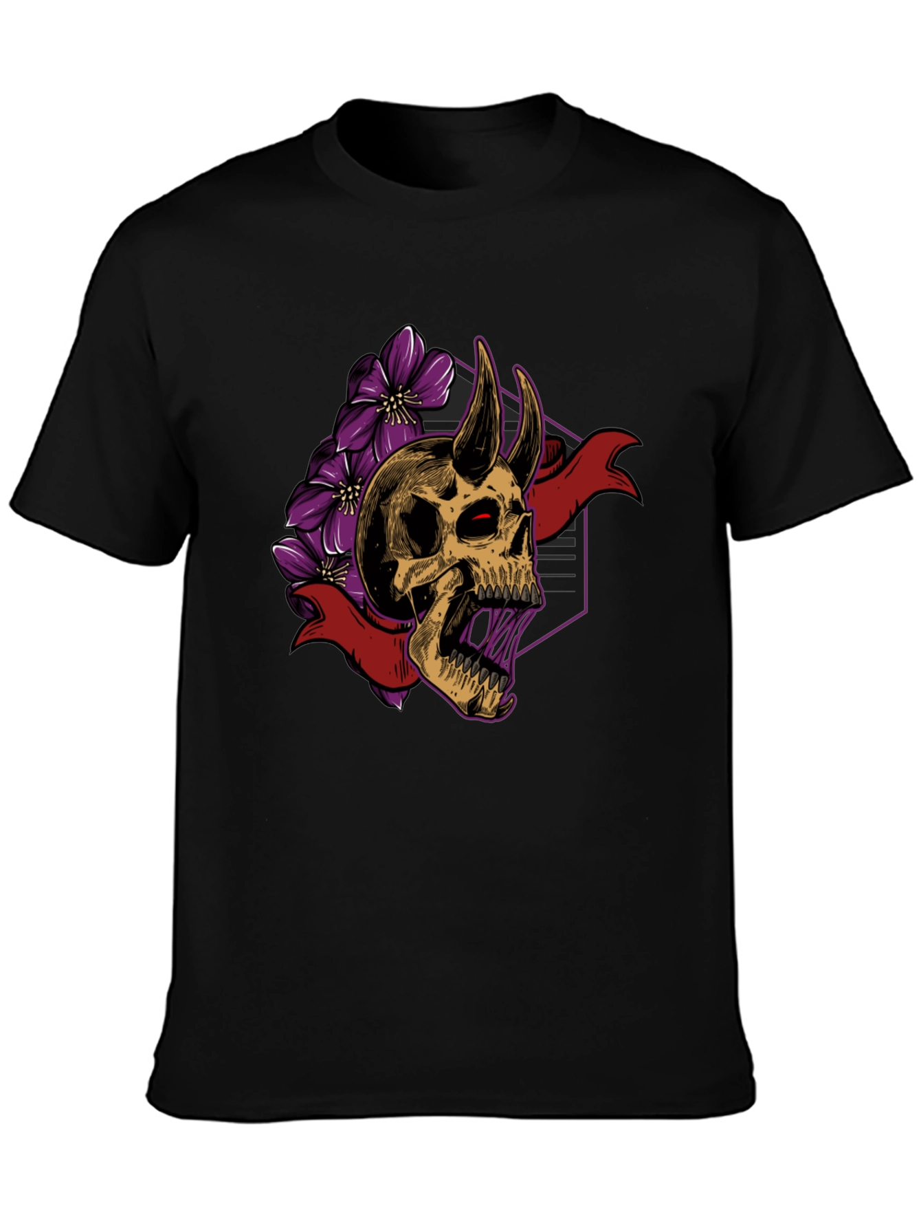 Skull & Flowers Graphic Tee - Edgy Style