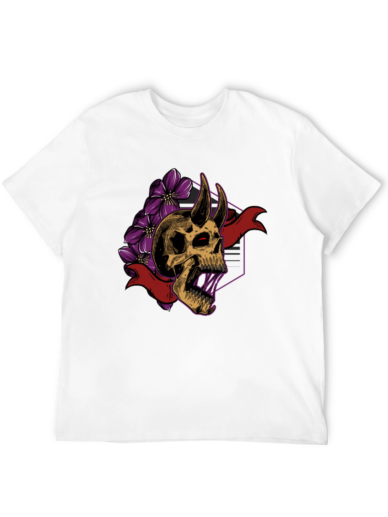 Skull & Flowers Graphic Tee - Edgy Style