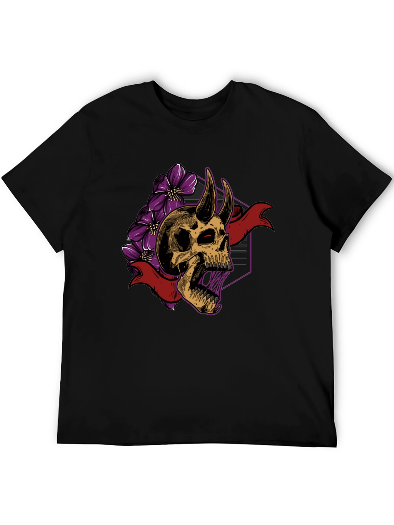 Skull & Flowers Graphic Tee - Edgy Style