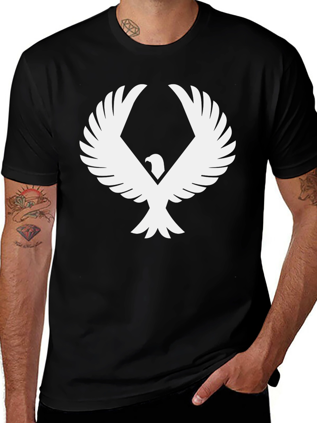 Black T-Shirt with Eagle Graphic Print