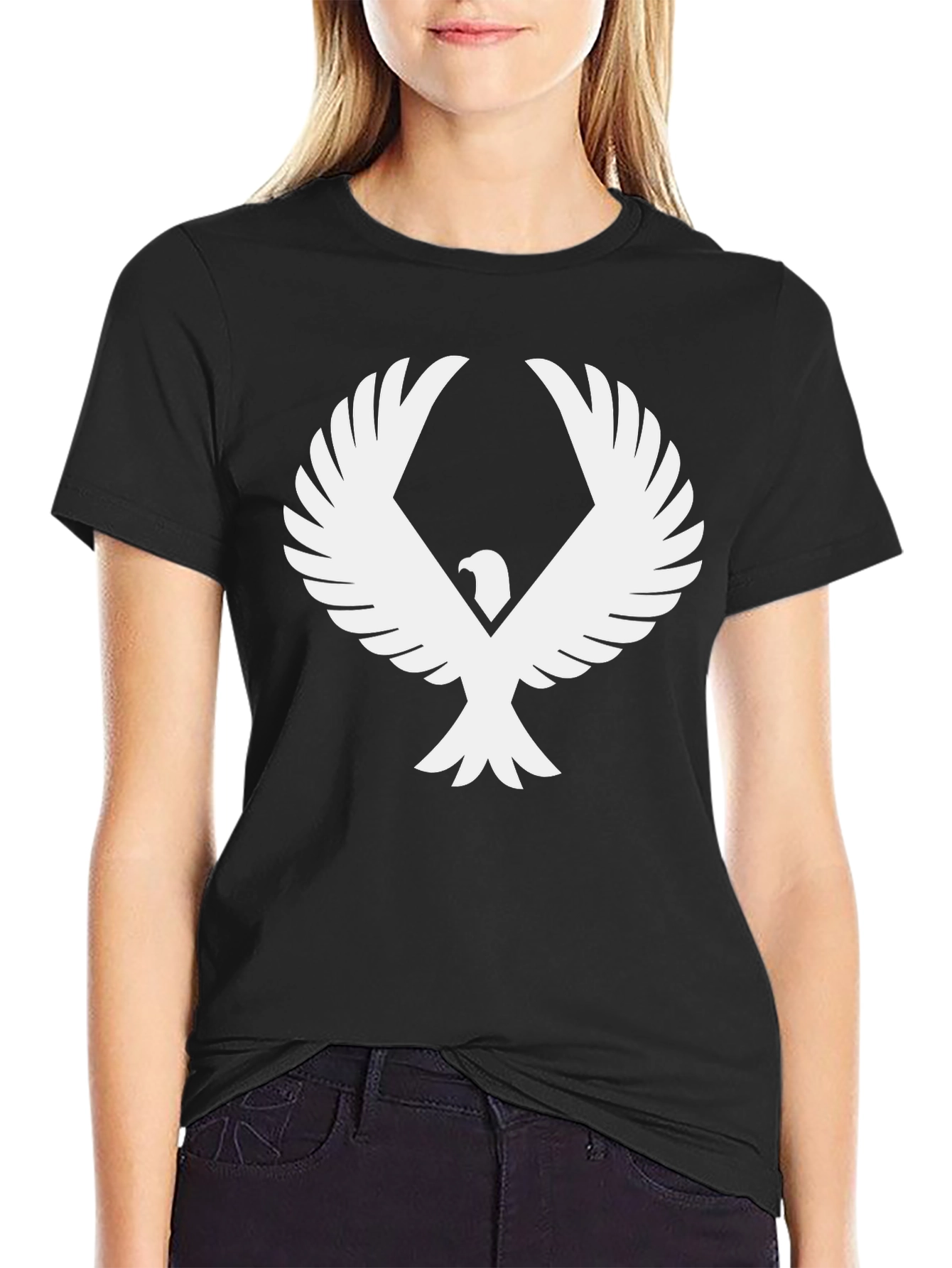 Black T-Shirt with Eagle Graphic Print