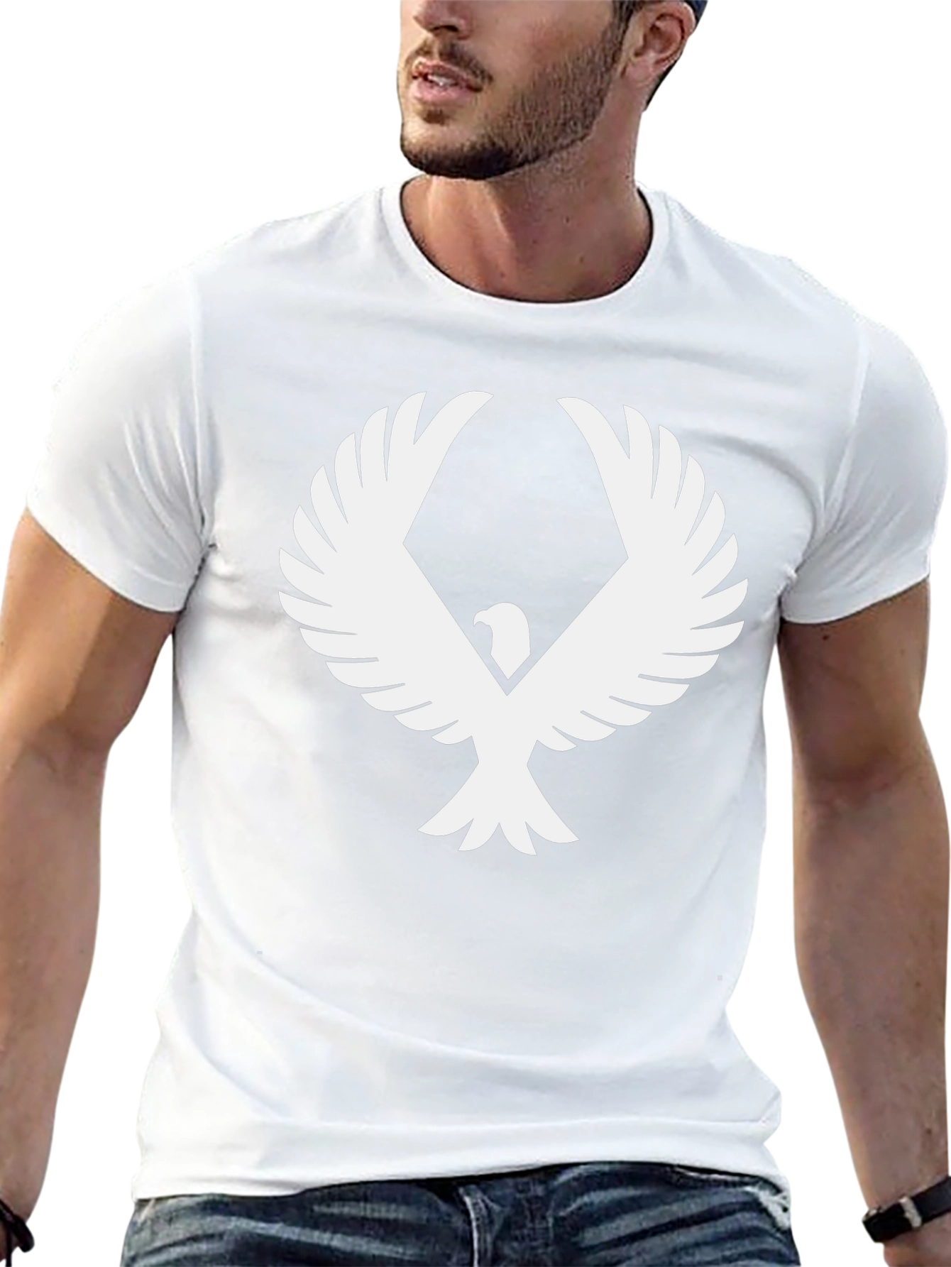 Black T-Shirt with Eagle Graphic Print