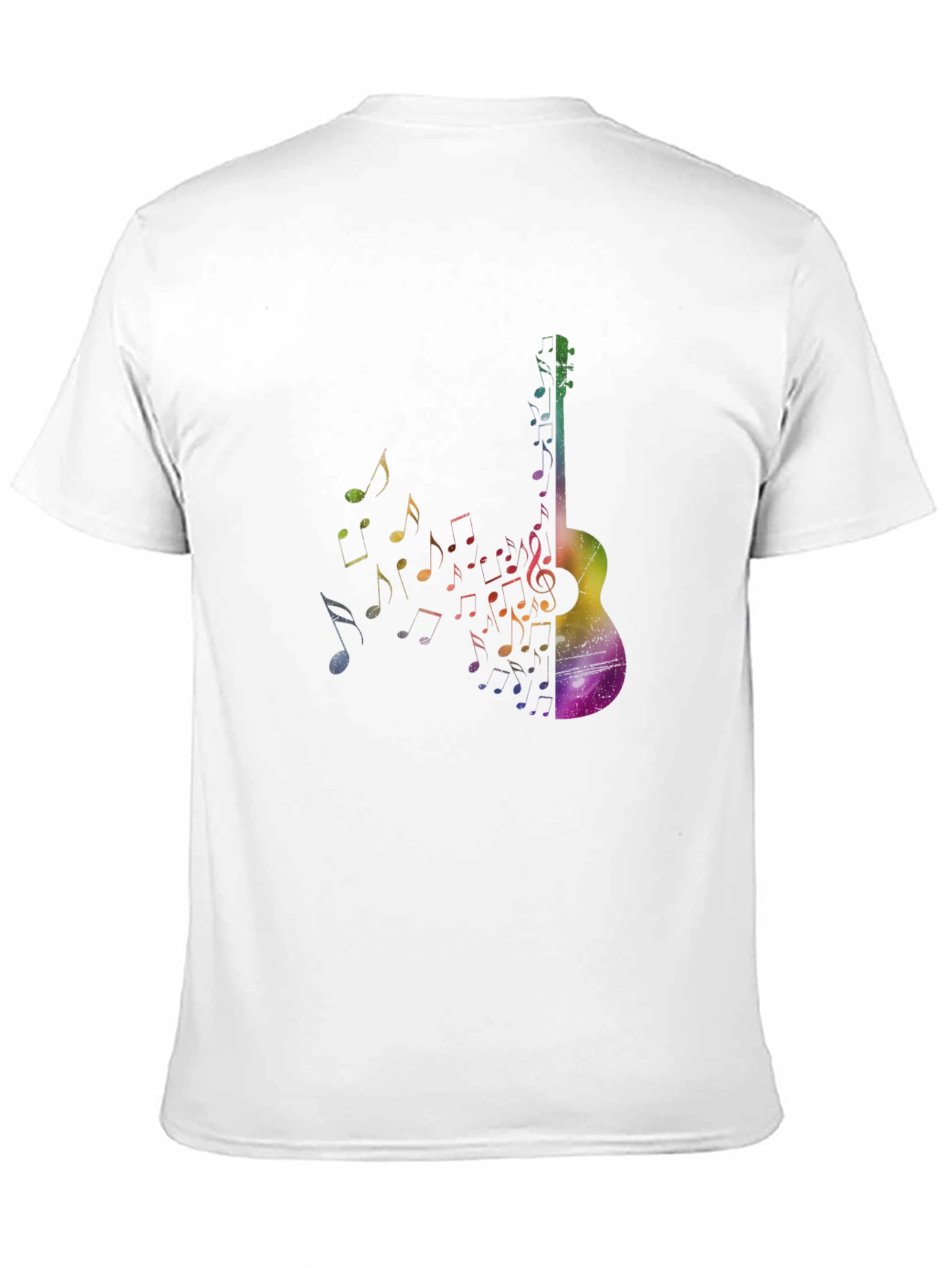 Rainbow Guitar Music Notes Graphic Tee - Black