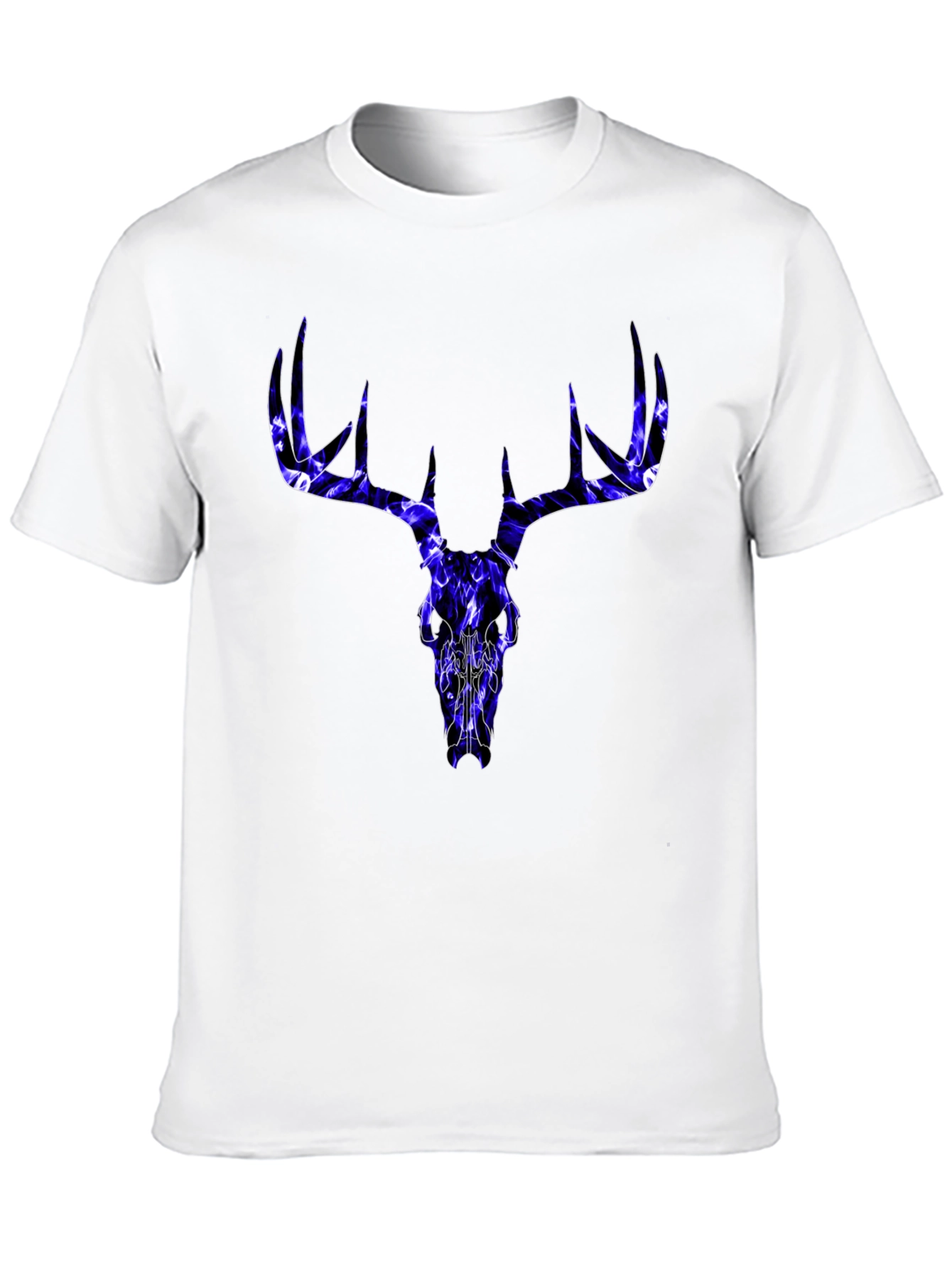 Skull Deer Graphic Tee - Black Cotton T-Shirt