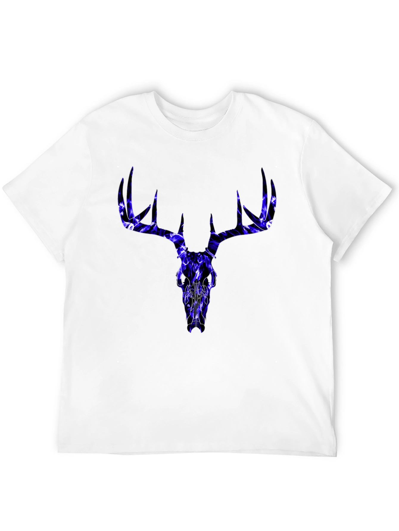 Skull Deer Graphic Tee - Black Cotton T-Shirt