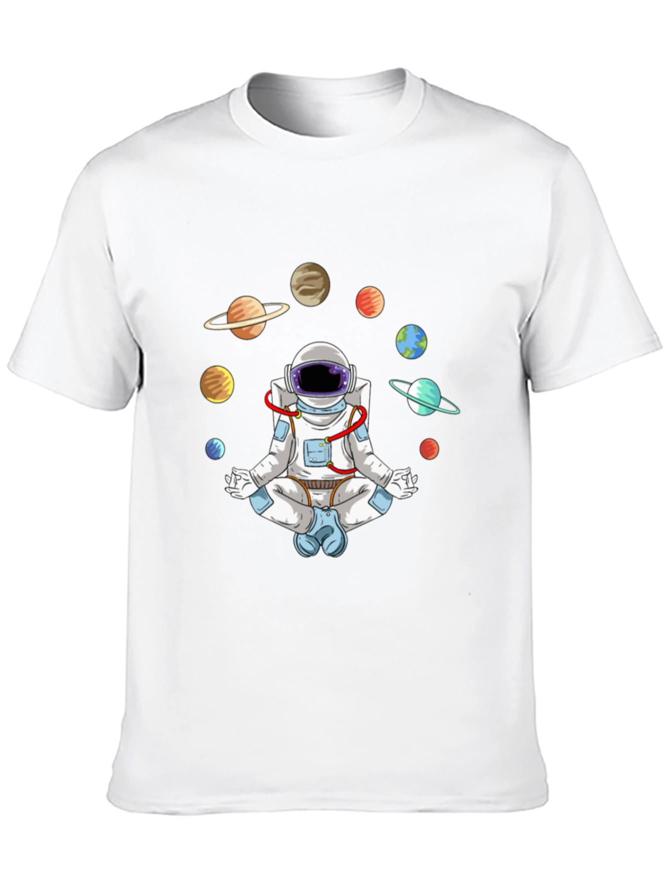 Meditating Astronaut Planets Graphic Tee