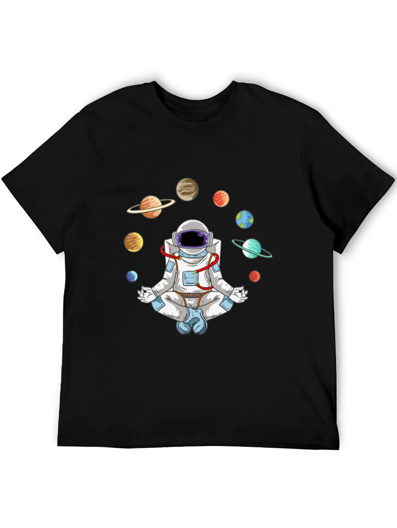 Meditating Astronaut Planets Graphic Tee