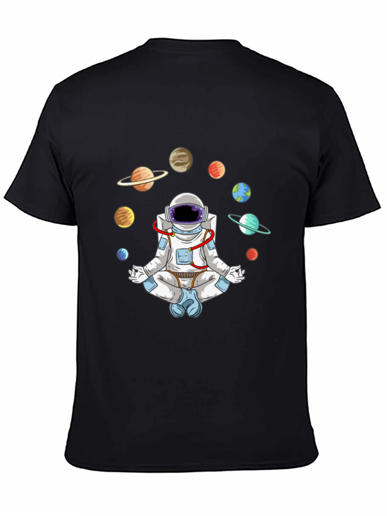 Meditating Astronaut Planets Graphic Tee