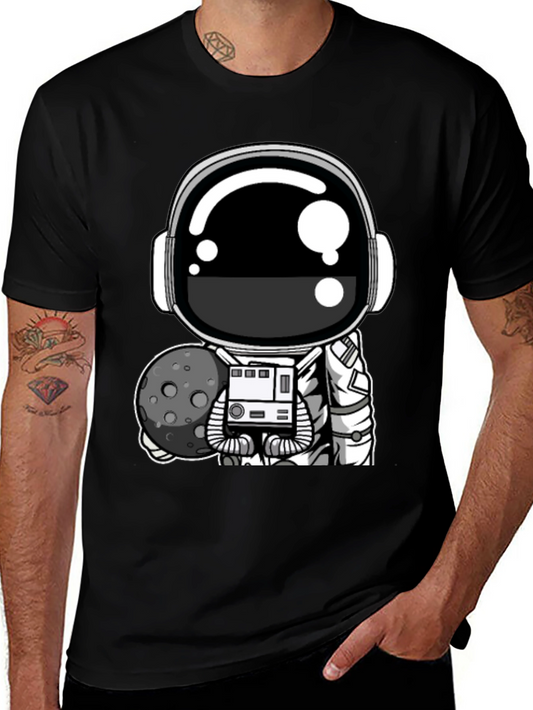 Astronaut Graphic T-Shirt - Black Cotton Tee