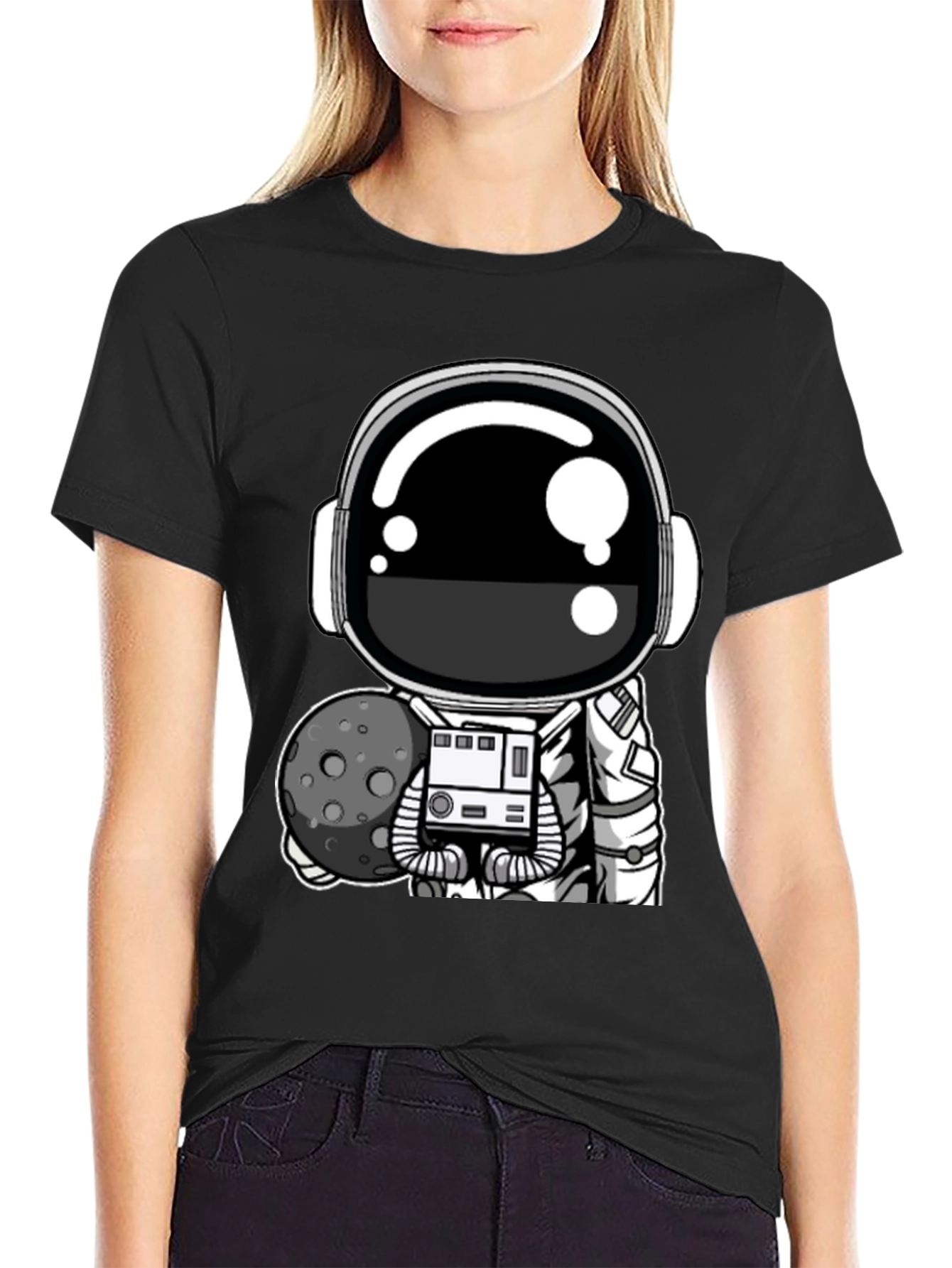 Astronaut Graphic T-Shirt - Black Cotton Tee