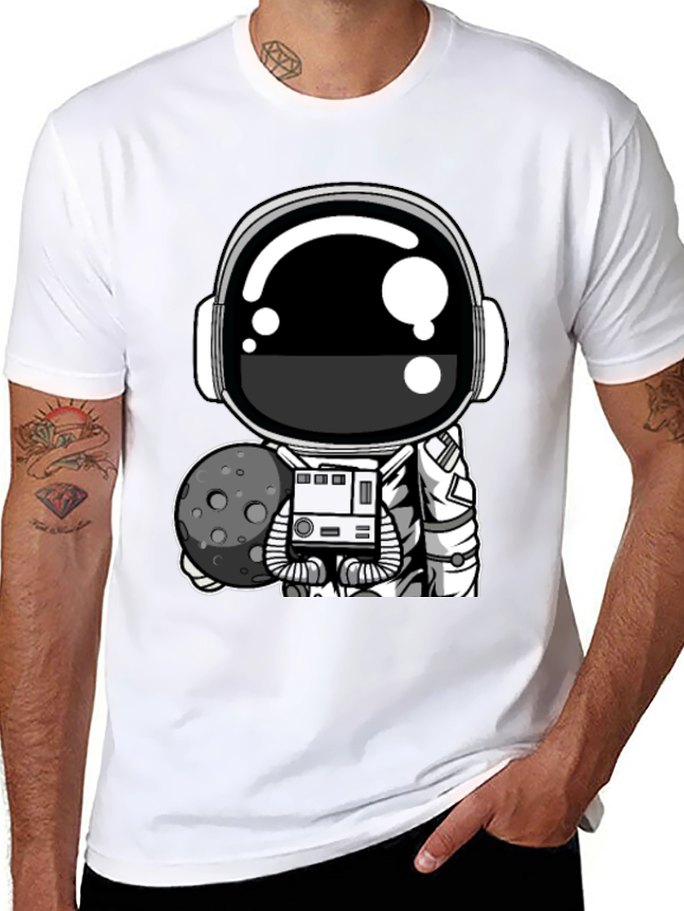 Astronaut Graphic T-Shirt - Black Cotton Tee