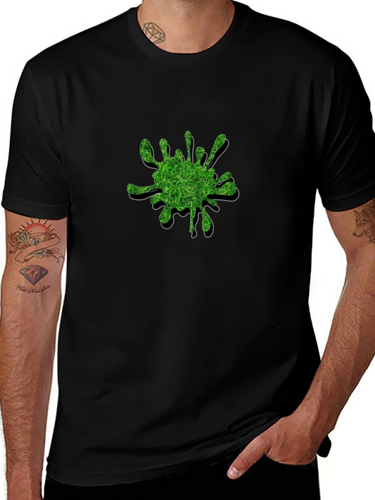 Green Splatter Graphic Black T-Shirt